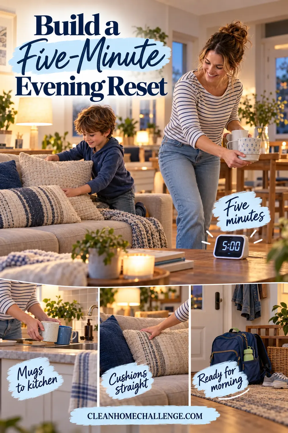 Mother and child completing a five-minute evening reset